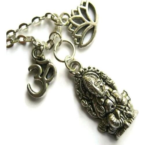 Tibetan Hamsa Hand Yoga Om Lotus Flower Necklace Pendants Women Hinduism Ganesha Buddha Head Choker Wedding Jewelry Gift Bijoux
