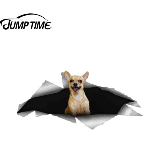 Jump Time 13cm x 5.8cm Russian Toy Terrier Dog Pet Decal 3D Pet Graphic Vinyl Decal Car Window Laptop Bumper Animal Car Stickers