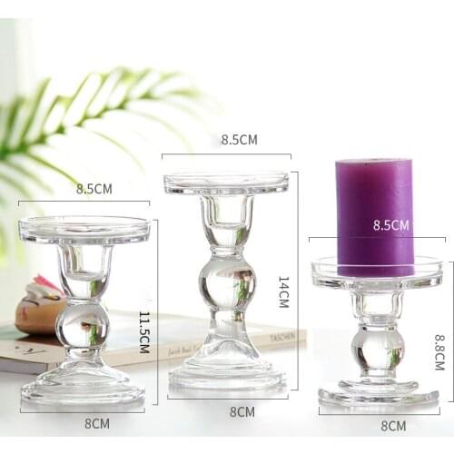 High Candlestick Transparent Glass Candle Holders Perfect Decoration Candlesticks D1