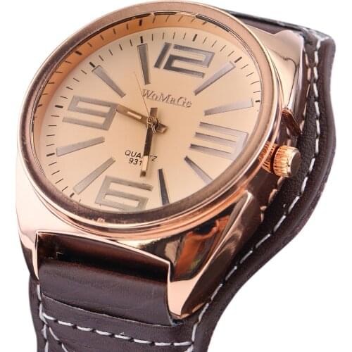 High Quality Fashion Brand Pu Leather Watch Women Ladies Man Unisex Dress Quartz Watches Big Numerals Watch Christmas Gift Clock