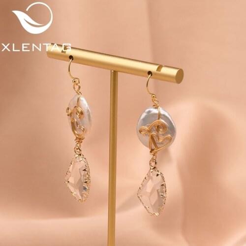 XlentAg Geometric Baroque Pearl For Women Girl Wedding Gift Korean Earrings Fine Jewellery Boucle D'oreille Femme 2019 GE0809