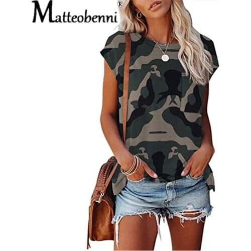 2021 New Summer Women Camouflage Leopard Splicing Pocket Short Sleeve O-Neck Fashion Casual Loose Streetwear Ladies T-Shirt Tops