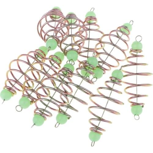 10pc Luminous Spring Feeders Baits Thrower Inline Feeder Carp Fishing Tackle