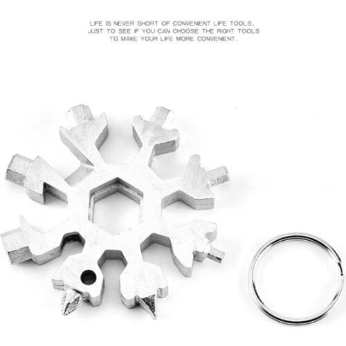 18 In 1 Snowflake Snow Tool Spanner Multi Hex Wrench Multifunction Camping Outdoor Survive Tools Bottle Opener Screwdriver