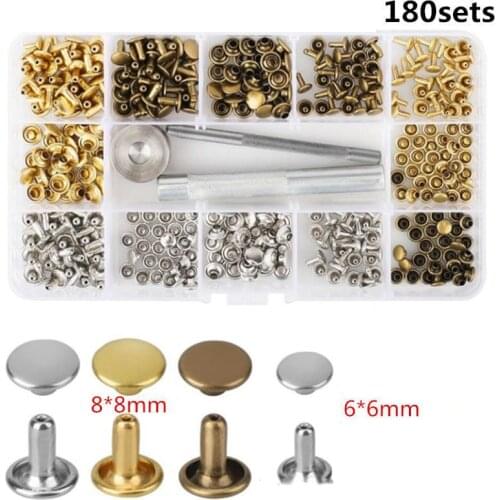 180 Pair/Set Of Round Rivets And Installation Tools 6mm/8mm Iron Double Hat Rivet Cap Rivet Rivet Leather Sewing Tool