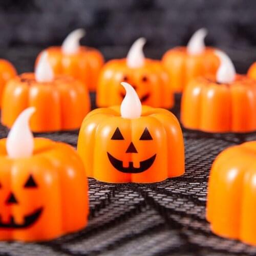 2020 Scary devil style Pumpkin Candle Lights Halloween Decoration Lights Warm White Halloween Home Decoration Accessories