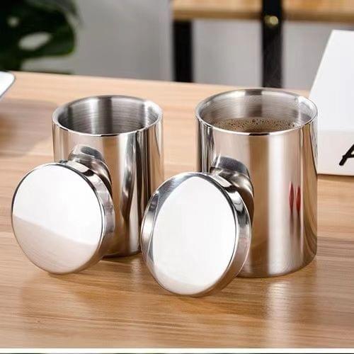 304 Double Layer Insulated Stainless Steel Coffee Cup with Cover Students Adult Tumbler Mugs