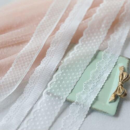 5 Meters/lot Milk White Elastic Lace Ribbon Trim Stretch Embroidered Lace Trimmings Sewing Fabric for Underwear Lingerie