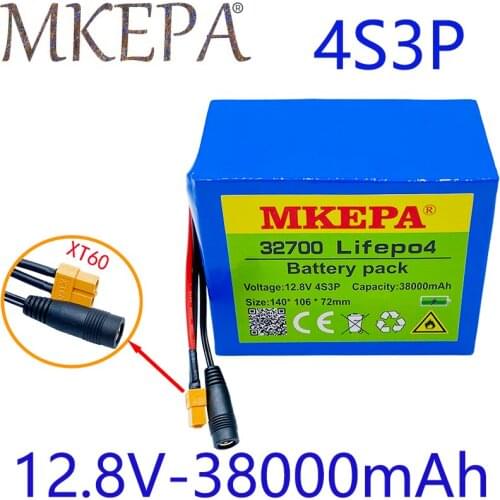 32700 Lifepo4 Battery Pack 4S3P 12.8V 38Ah 4S 40A 100A Balanced BMS for Electric Boat and Uninterrupted Power Supply 12V