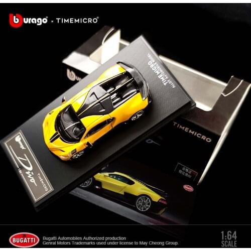 Bburago & Time Model 1/64 Bugatti DIVO Yellow Supercar Collection Diecast Sports Racing Model Car Toy Gift for Boys Children
