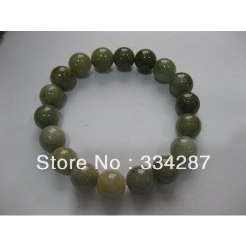 Free shipping 10MM Beads Elastic 100% Natural A Jadeite Jades Bracelet