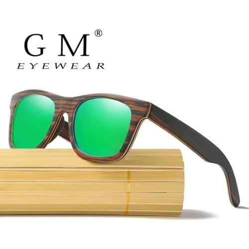 GM Brand Wood Sunglasses Polarized Handmade Natural Ebony Wooden Frame and Accept Drop Shipping S043