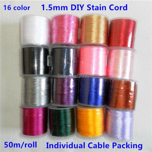Chenkai 50 meters/roll 1.5mm Nylon Satin Cord DIY Silicone Baby Teething Nursing beads jewelry Toy Cords