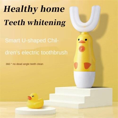 Childrens 360-Degree Sonic Electric Toothbrush U-Shaped Soft Silicone Toothbrush for Teeth Whitening The Best Gift for Children