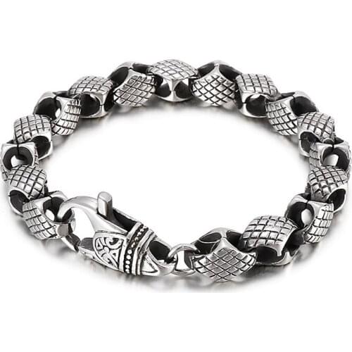 European and American style retro totem geometric mens bracelet punk titanium steel bracelet