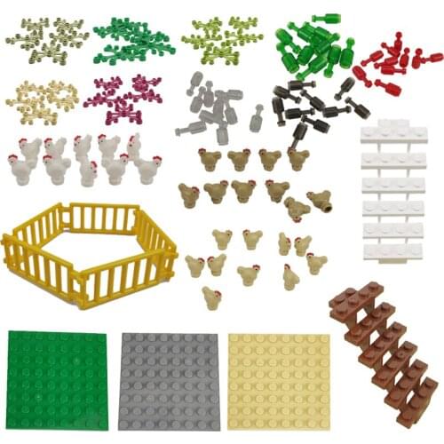 City MOC Series Toys For Children Educational Animals Chicken Bottles Fence Flower DIY Models Cities Compatible Building Blocks