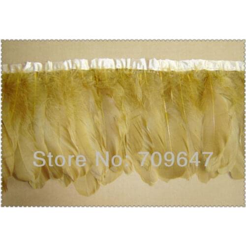 Goose Feather Fringe of Champagne Colour 2 Meters Trim for Crafts/Costume/Sewing,Champagne Feathers,Feather Trim