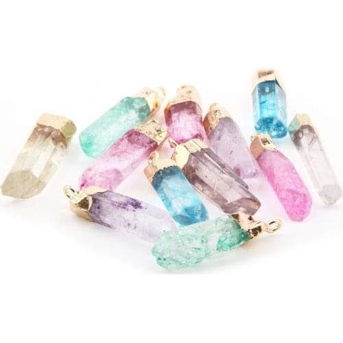 Natural Stone crystal Pendants Crystal pillar Exquisite charm for Jewelry Making DIY Necklace accessories Reiki Healing Gift