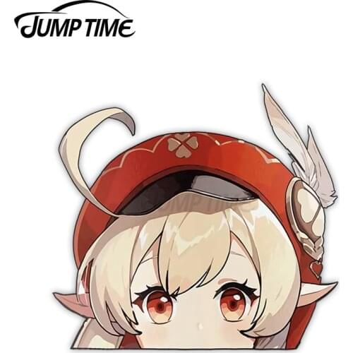 JumpTime 13 x 12.8cm For Genshin Impact Klee Peeker Windows Decal Waterproof Scratch-proof Car Sticker Fashion DIY Decoration