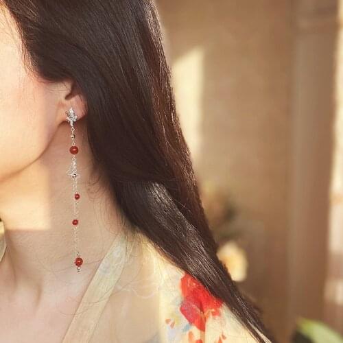 Anime Tian Guan Ci Fu Hua Cheng 925 Silver Butterfly Gifts Earring Long Tassels Classical Girls Student Antiquity Accessories