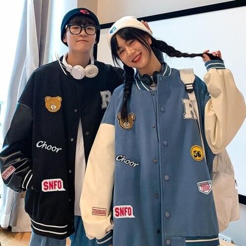 Bomber Jacket Women Baseball Uniform Spliced Thickened Unisex Couple Korean Autumn Coat Harajuku Streetwear Vintage Clothing