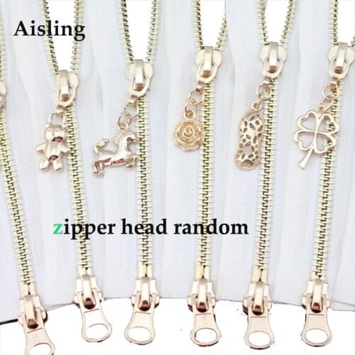 NEW Airrval Metal Zipper White Fabric Gold Teeth Double Zipper Sliders 110cm Zipper For Sewing Clothes Materials.D379