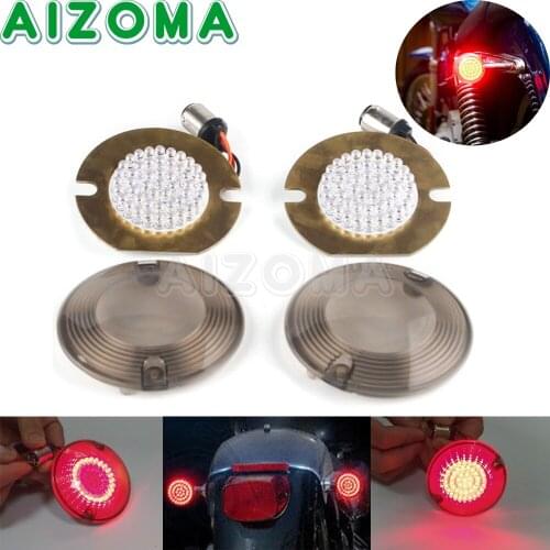 Motorcycle 1157 LED Turn Signal Light Red Indicator Running Light + Smoke Lens Cover For Harley Softail Electra Glide Road King
