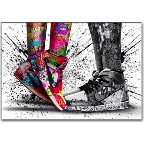 New 5D Diamond Painting Couple Wearing Graffiti Sneakers DIY Diamond Embroidery Cross Stitch Mosaic crystal Home Decor Gift