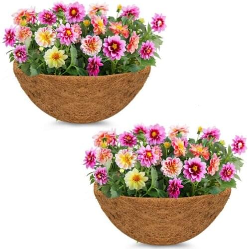 New 6PCS Half Round Coco Coir Liner Half Circle Coconut Fiber Replacement Liners for Hanging Baskets Garden Flower Pot