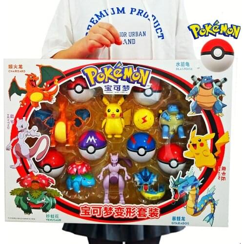 Genuine Pokemon Figure Elf Ball Model Pikachu Lunala Charizard Action Figure Model Pokemon Toy Set Kids Christmas Gift