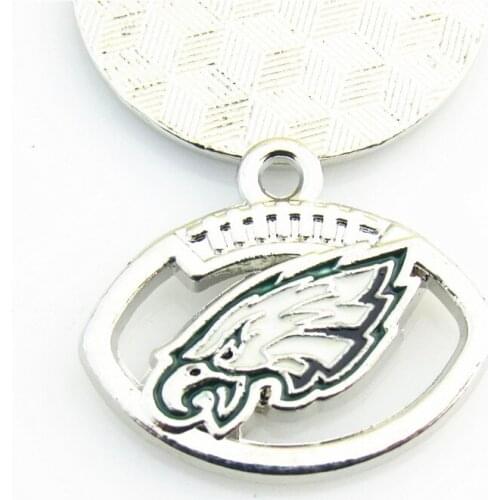 Oval Alloy Enamel Football Eagles Team Dangle Charms Pendant Fit DIY Earrings Bracelet Necklace Making