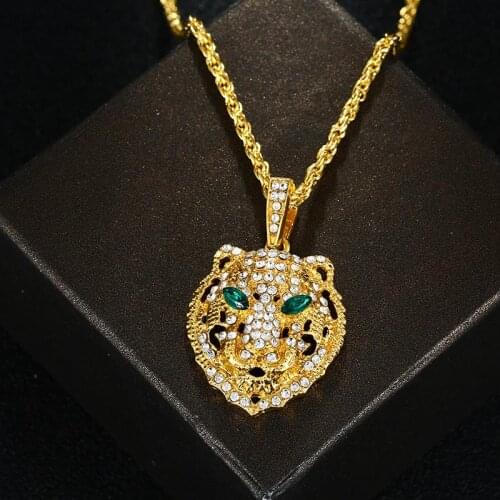 Exquisite Fashion Micro Pave Zircon Green Eye Tiger Pendants Necklace Cute Animal Jewelry Gifts