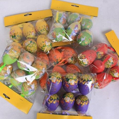 6Pcs/Set Foam Happy Easter Eggs Easter Decoration Painted Bird Pigeon Eggs DIY Craft Kids Gift Favor Easter Party Home Decor