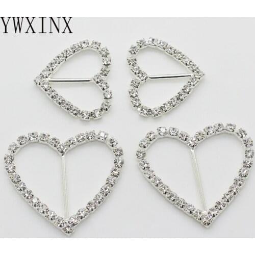 New Hot 10Pcs Heart Shaped Diy Jewelry Accessories Rhinestone Button Sewing Ribbon Decoration Buckle Shiny Crystal Heart Buttons