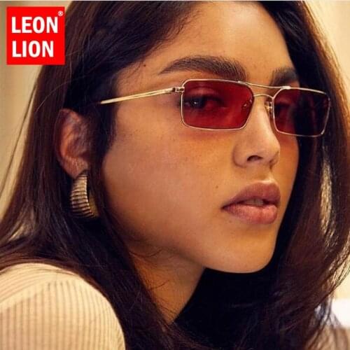 LEONLION Alloy Square Sunglasses Women Metal Frame Retro Sunglasses Clear Sun Glasses for Men Vintage Gafas De Sol Para Hombre