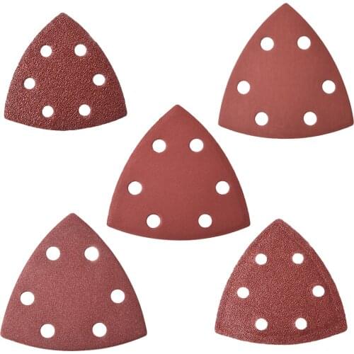 Uxcell Triangle Detail Sandpaper Mouse Sander Pads Flocking Sanding Paper Assorted 6 Hole to Wood Rubber Leather Stone 5pcs