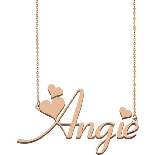 Custom Personalized Angie Pendant Name Necklace Gold Steel for Women Girls Best Friends Birthday Christmas MOM Mothers Day Gift