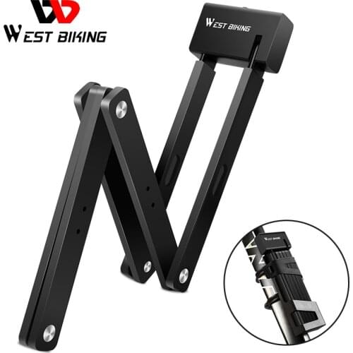WEST BIKING Bicycle Locks Foldable Anti Theft Lock for MTB Road Bike Electric Bike Scooter Motorcycle Thick Steel Chain Lock