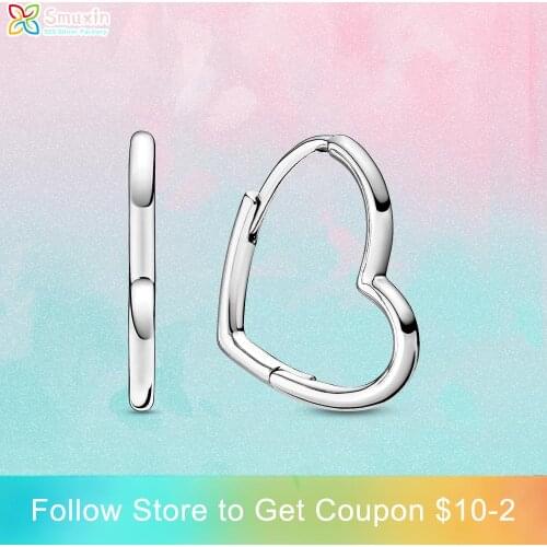 Smuxin 925 Sterling Silver Stud Earrings Asymmetrical Heart Earrings Cubic Zirconia Statement Stud Earrings Women Earrings