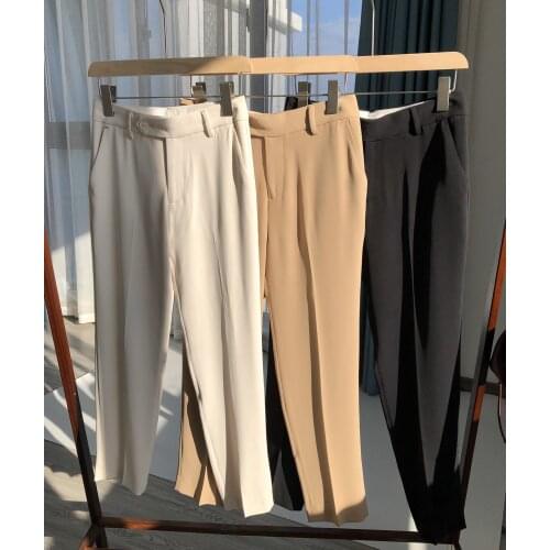 Women Pants High Hanging Trousers Silk Slippery Hanging Feeling Wrinkle Good Do Modelling Sense of Leisure Trousers