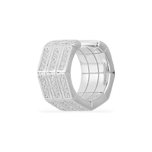 SLJELY Fashion 925 Sterling Silver Triple Octagon Geometric Ear Cuff Sliding Zirconia Clip Earring 1pc for Women Brand Jewelry