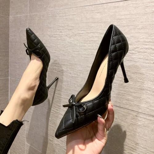 High heels female 2021 autumn and winter new pointed toe stiletto all-match black work shoes professional womens