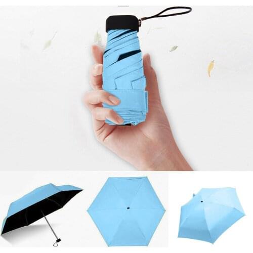 Umbrella Sun Rain Women Flat Lightweight Umbrella Parasol Folding Sun Umbrella Mini Umbrella Small Size Easily Store Parasol