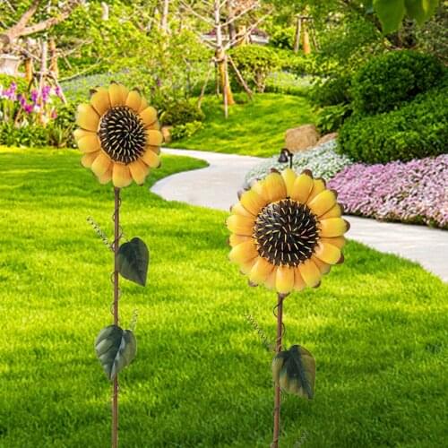 1PC Sunflower Garden Stake Patio Yard Decor Metal Flower Decoration