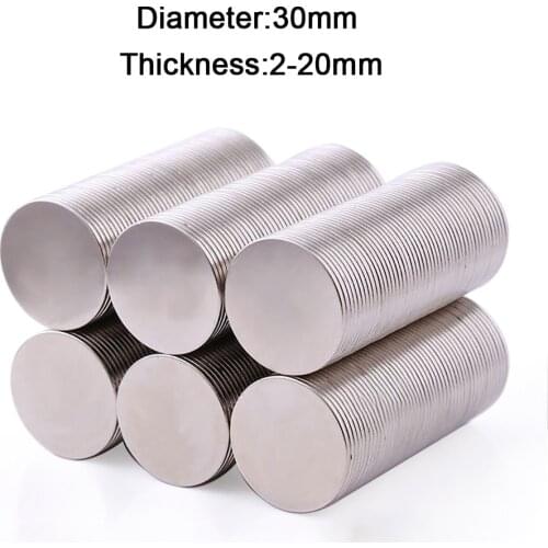 10pcs Neodymium Magnets Dia 30mm Thick 2/3/4/5/8/10/15/20mm Rare Earth Round Strong Craft Magnet N35