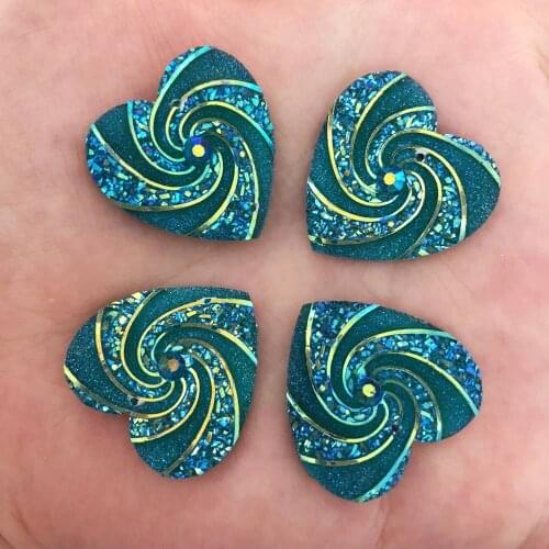 12pcs AB Resin 25mm Heart Cyclone Flatback Rhinestone 2 Hole Wedding DIY Buttons F359*2