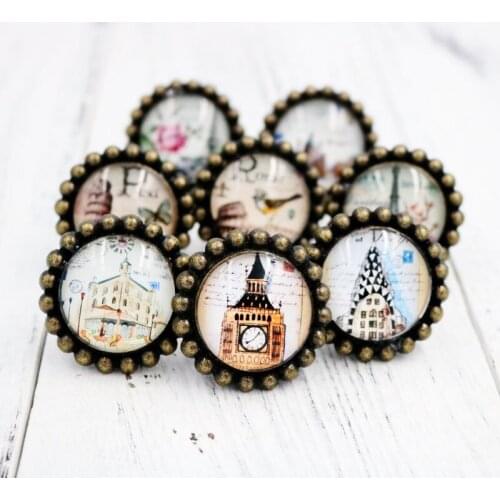 2pcs Znic Alloy Crystal Glass Handle Door Knobs Retro Stamp Painted for Kitchen Cabinet Drawer Wardrobe Cupboard Dresser Pulls