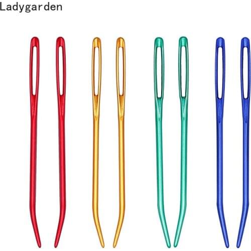 20PCS 7cm Aluminum Bent Tip Tapestry Darning Knitting Needles Needlework Crafts Sewing Bent Needle Big Eye Yarn Knitting Needle