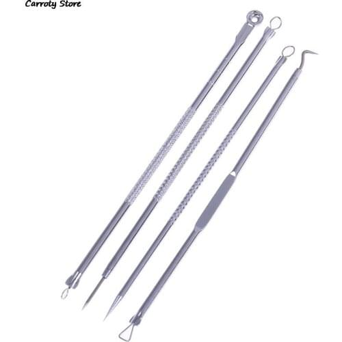 4PCS/Set Blackhead Extractor Dots Cleaner Acne Blemish Remover Needles Set Black Spots Pore Cleanser Tool