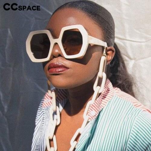 49117 Oversized Chain Luxury Brand Polygon Sunglasses Men Women Fashion Shades Uv400 Vintage Glasses